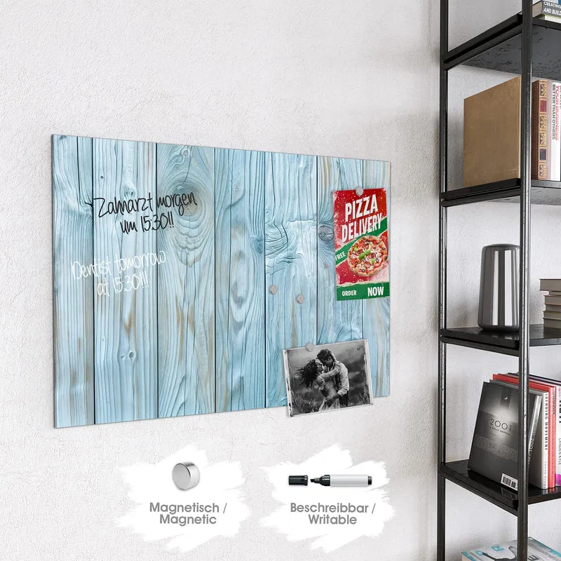 Magnettafel - Hellblaue Holzbretter