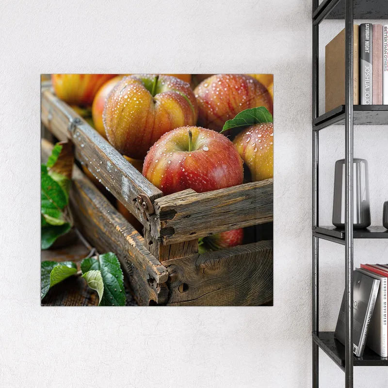 Magnettafel - Äpfel in der Holzkiste