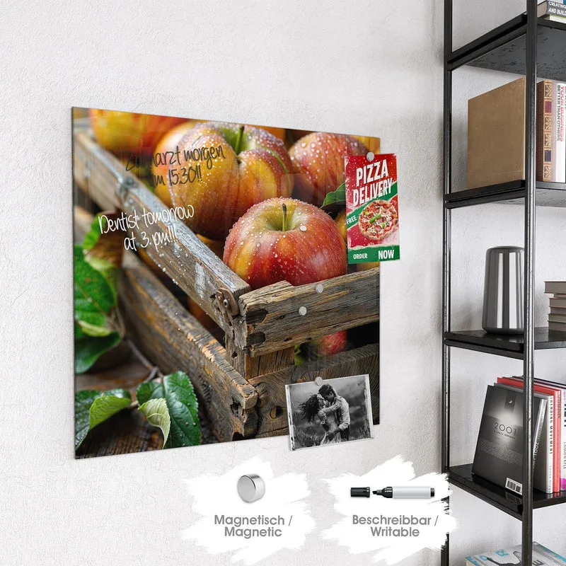 Magnettafel - Äpfel in der Holzkiste