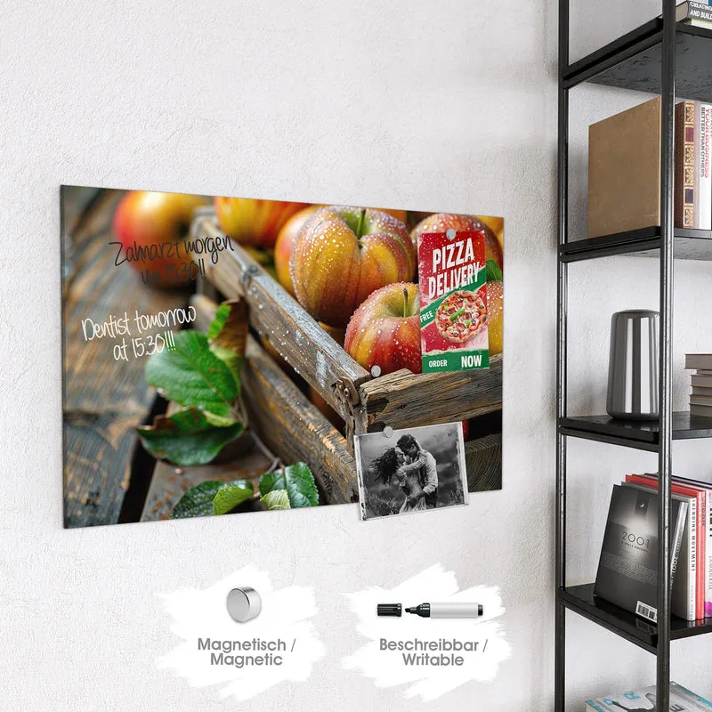 Magnettafel - Äpfel in der Holzkiste