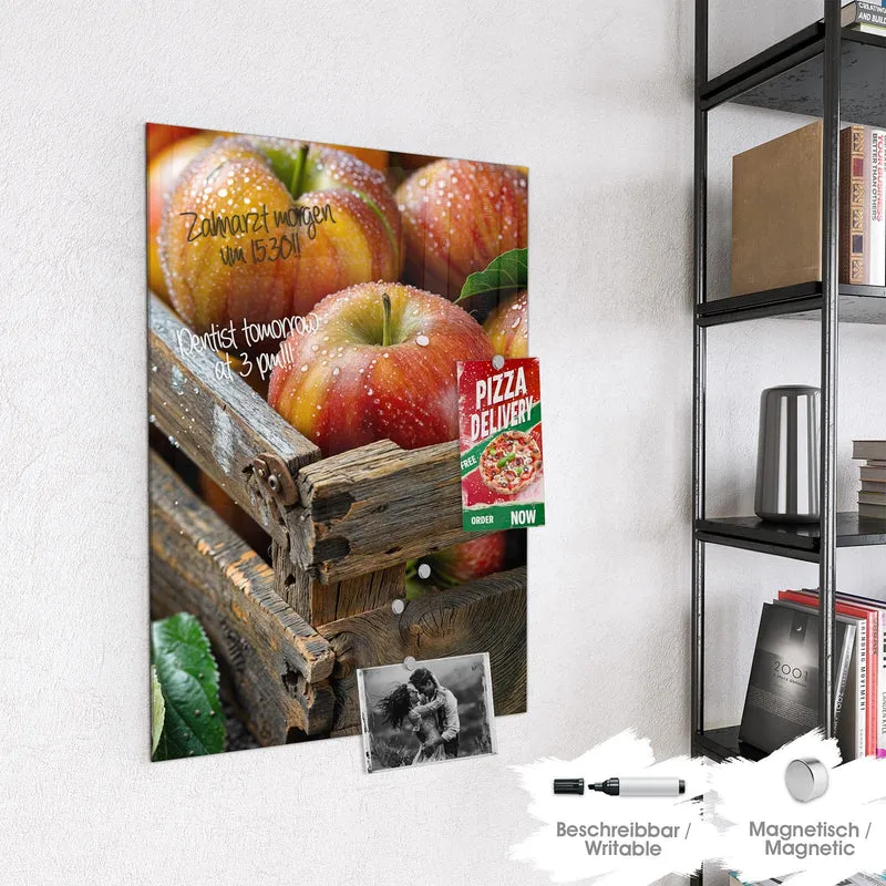 Magnettafel - Äpfel in der Holzkiste