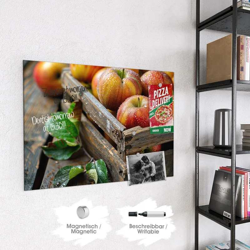 Magnettafel - Äpfel in der Holzkiste