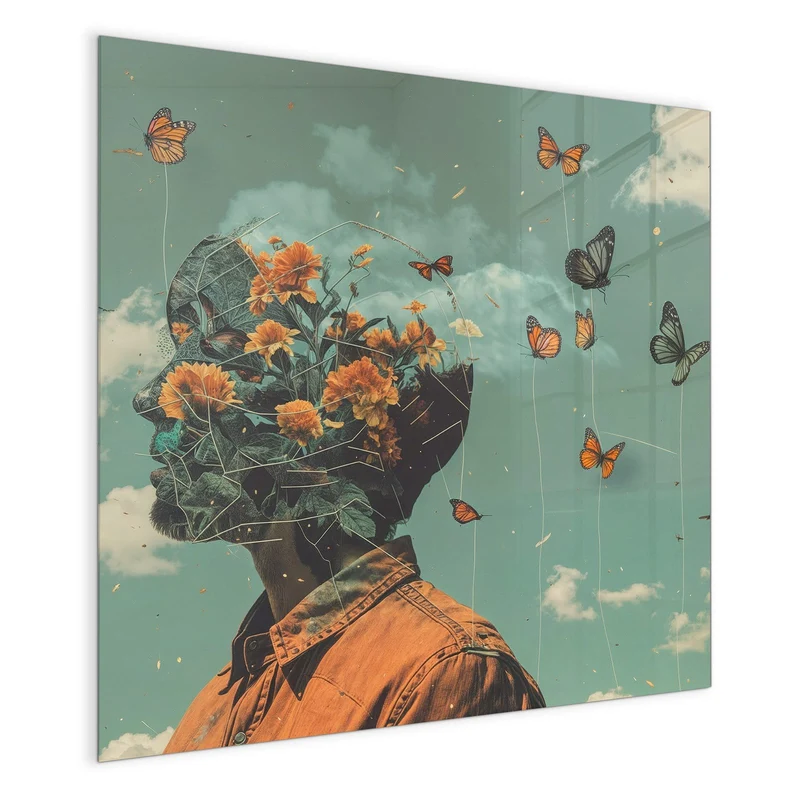 Magnettafel - Kopf voller Blumen