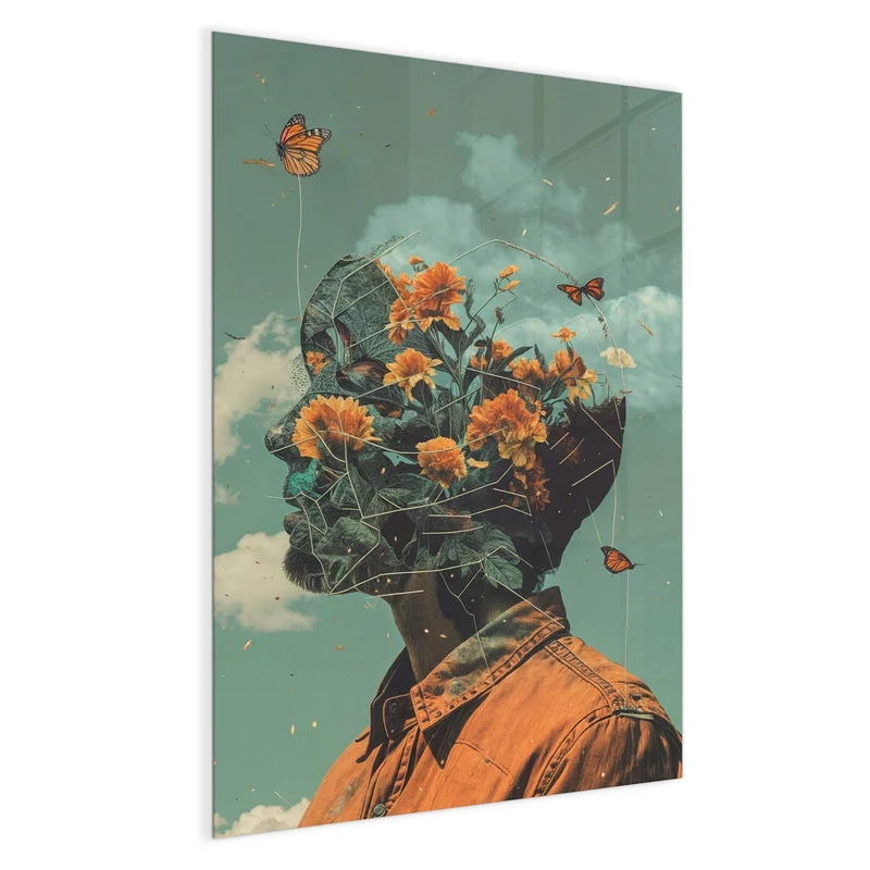 Magnettafel - Kopf voller Blumen