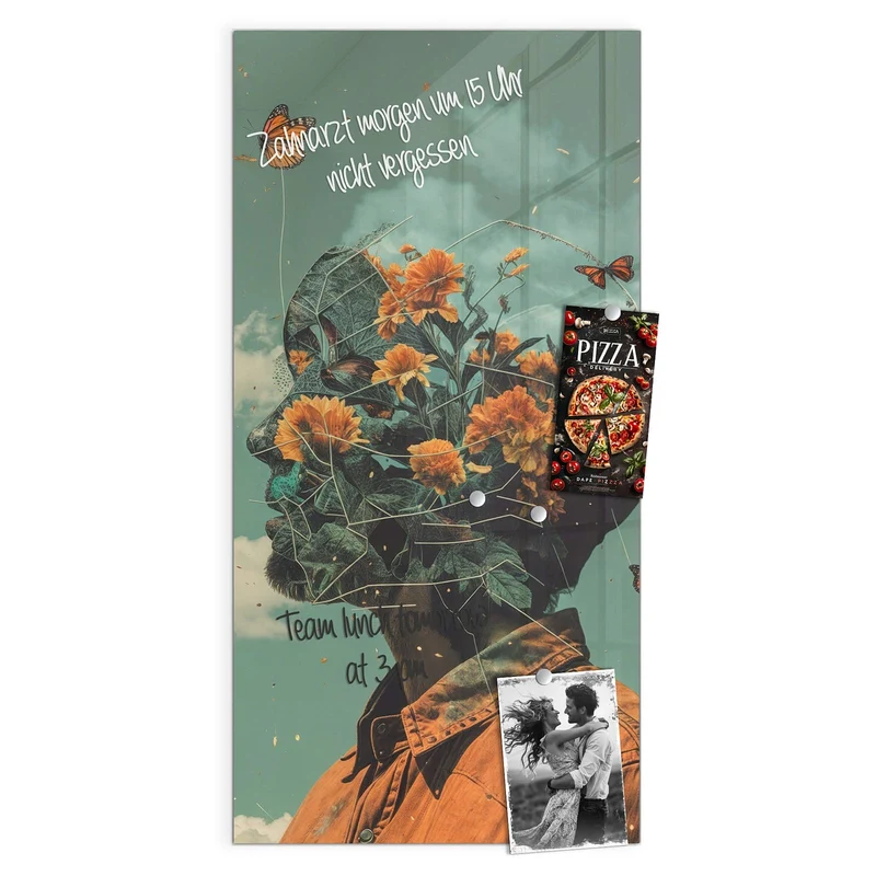 Magnettafel - Kopf voller Blumen