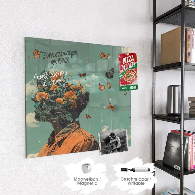 Magnettafel - Kopf voller Blumen