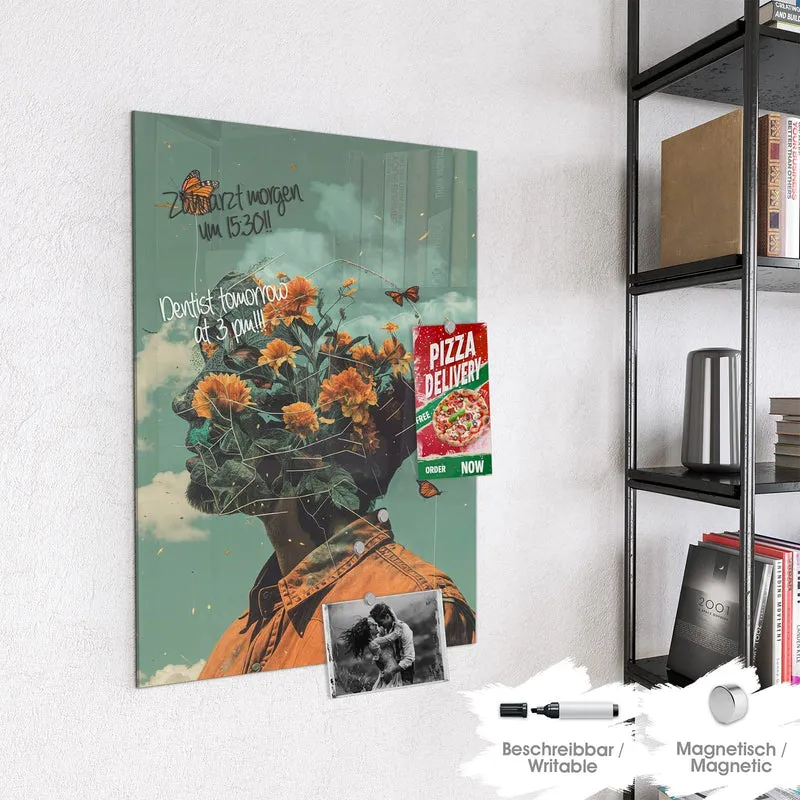 Magnettafel - Kopf voller Blumen