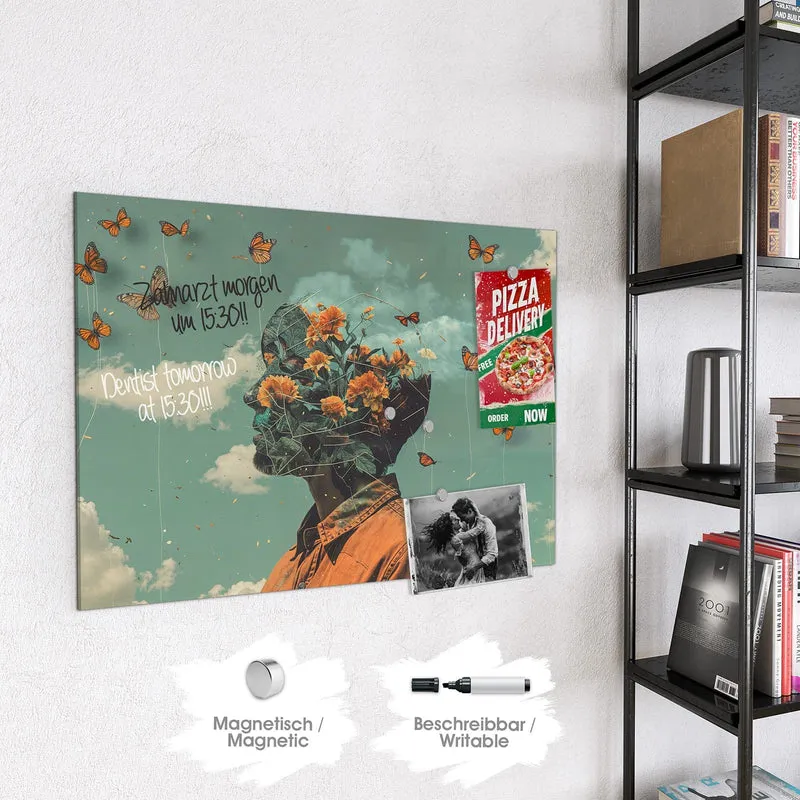 Magnettafel - Kopf voller Blumen