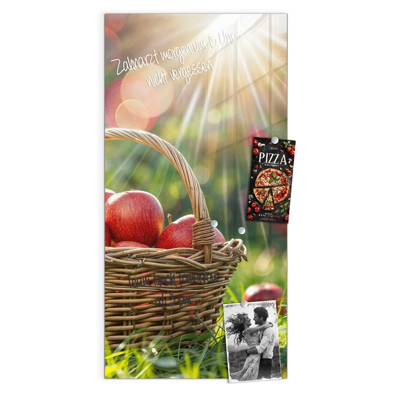 Magnettafel - Korb mit roten Äpfeln