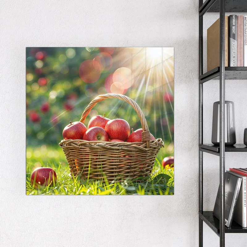Magnettafel - Korb mit roten Äpfeln