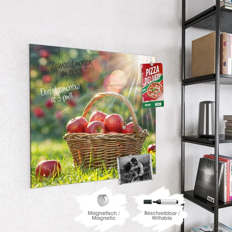 Magnettafel - Korb mit roten Äpfeln