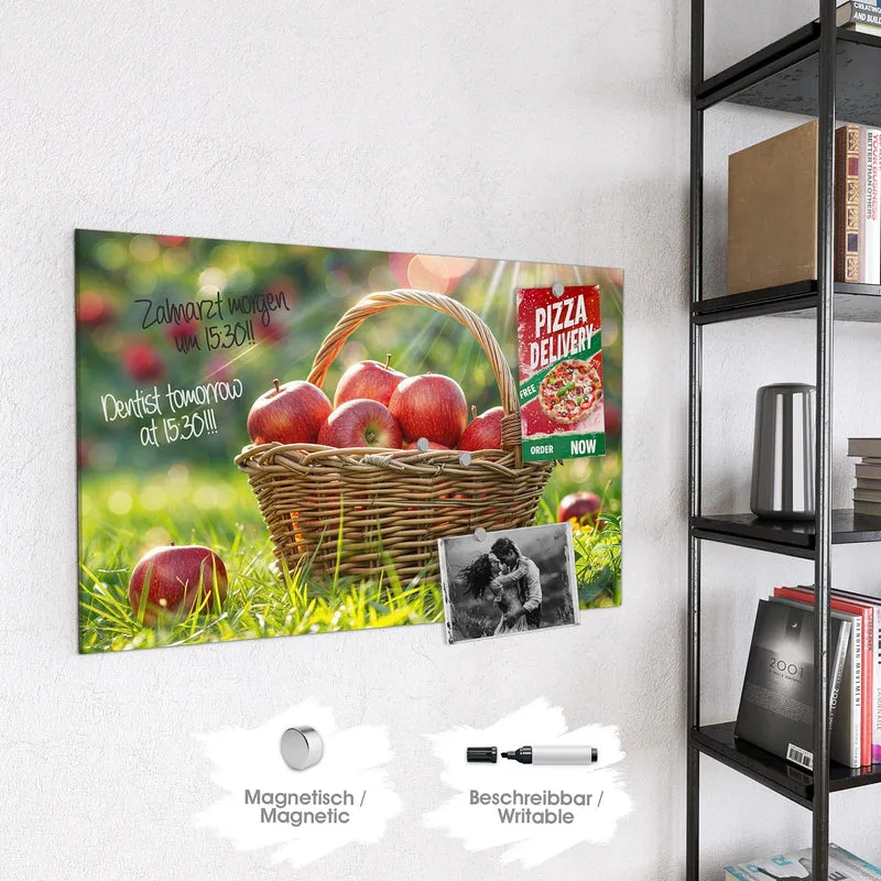 Magnettafel - Korb mit roten Äpfeln