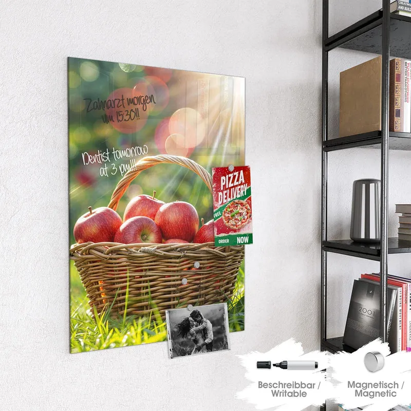 Magnettafel - Korb mit roten Äpfeln