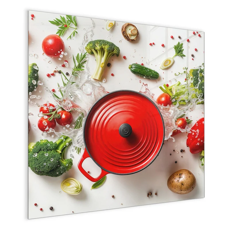 Magnettafel - Roter Topf mit Gemüse