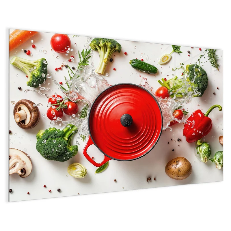 Magnettafel - Roter Topf mit Gemüse