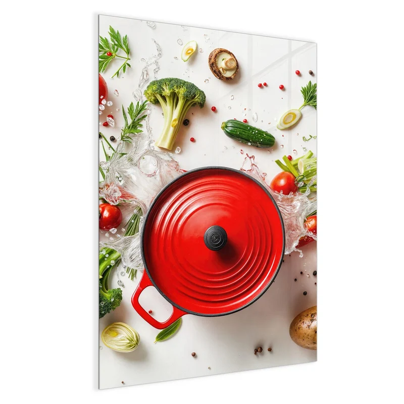 Magnettafel - Roter Topf mit Gemüse