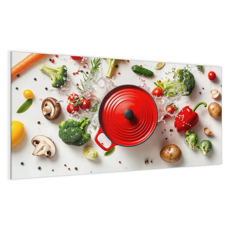 Magnettafel - Roter Topf mit Gemüse