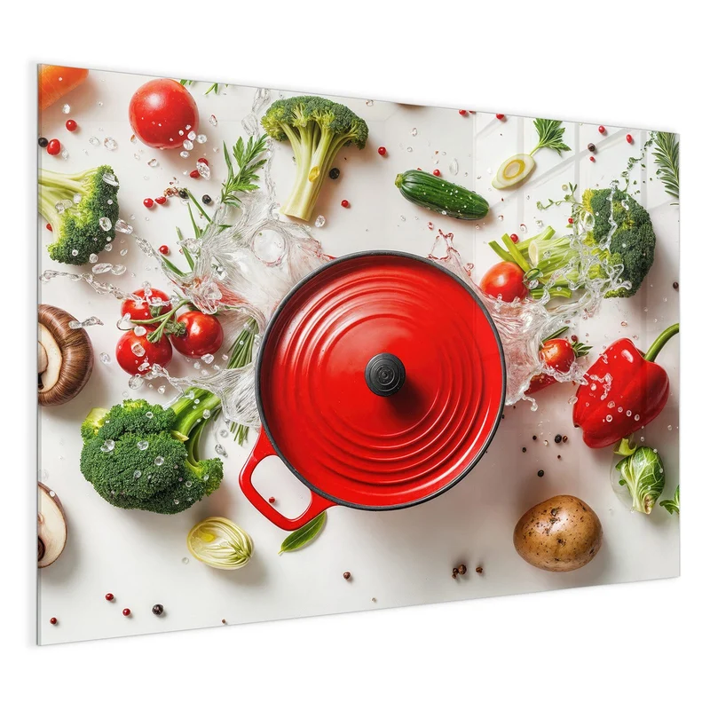 Magnettafel - Roter Topf mit Gemüse