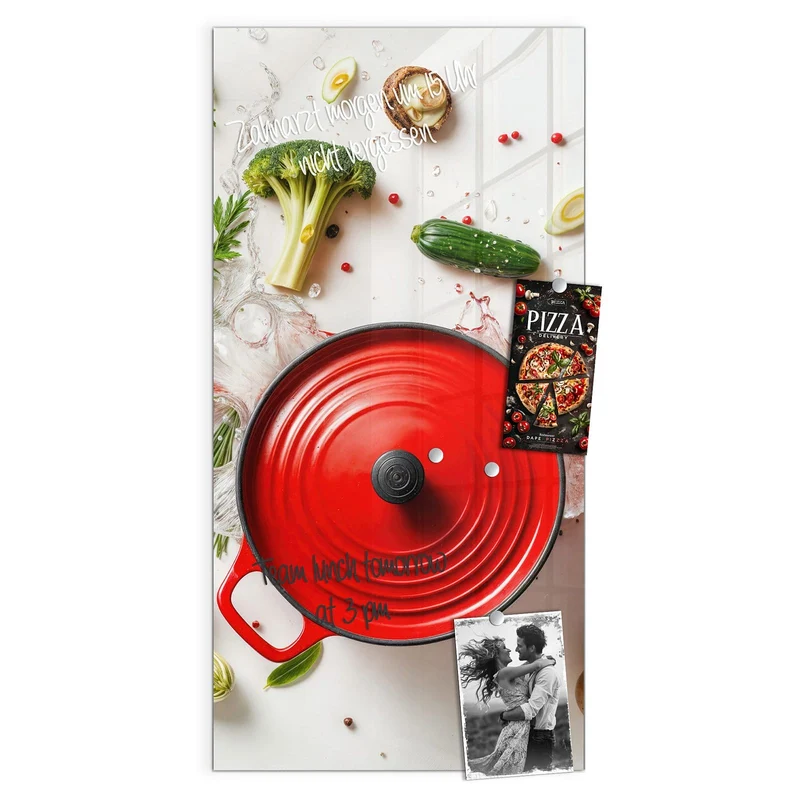 Magnettafel - Roter Topf mit Gemüse