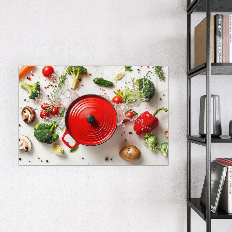 Magnettafel - Roter Topf mit Gemüse