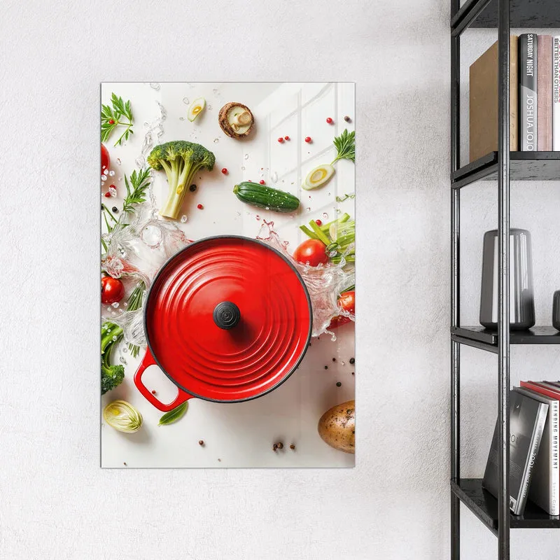 Magnettafel - Roter Topf mit Gemüse