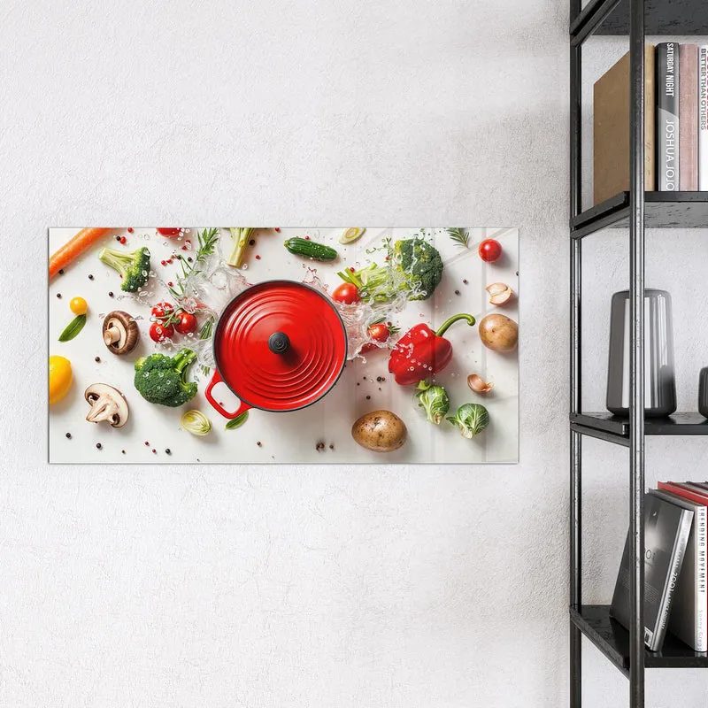 Magnettafel - Roter Topf mit Gemüse