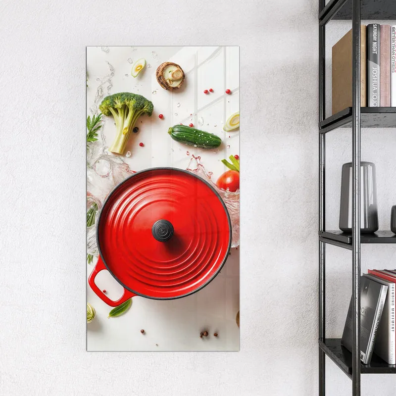 Magnettafel - Roter Topf mit Gemüse