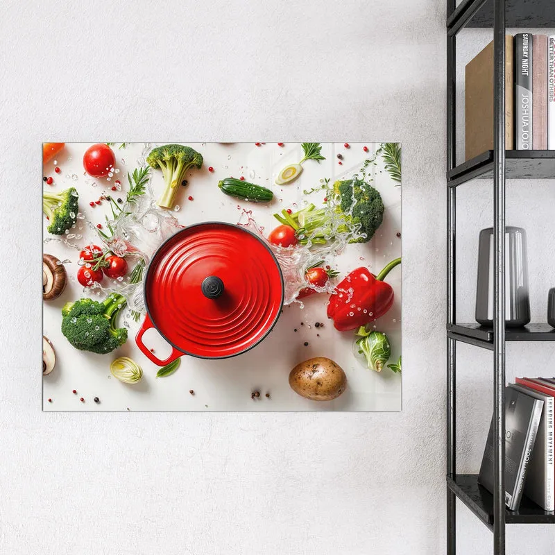 Magnettafel - Roter Topf mit Gemüse