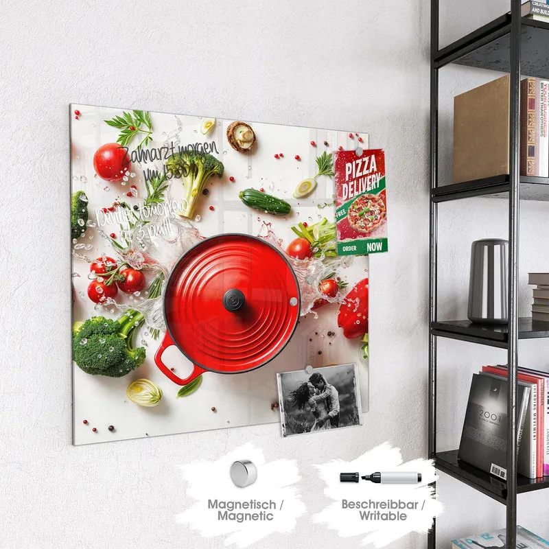Magnettafel - Roter Topf mit Gemüse