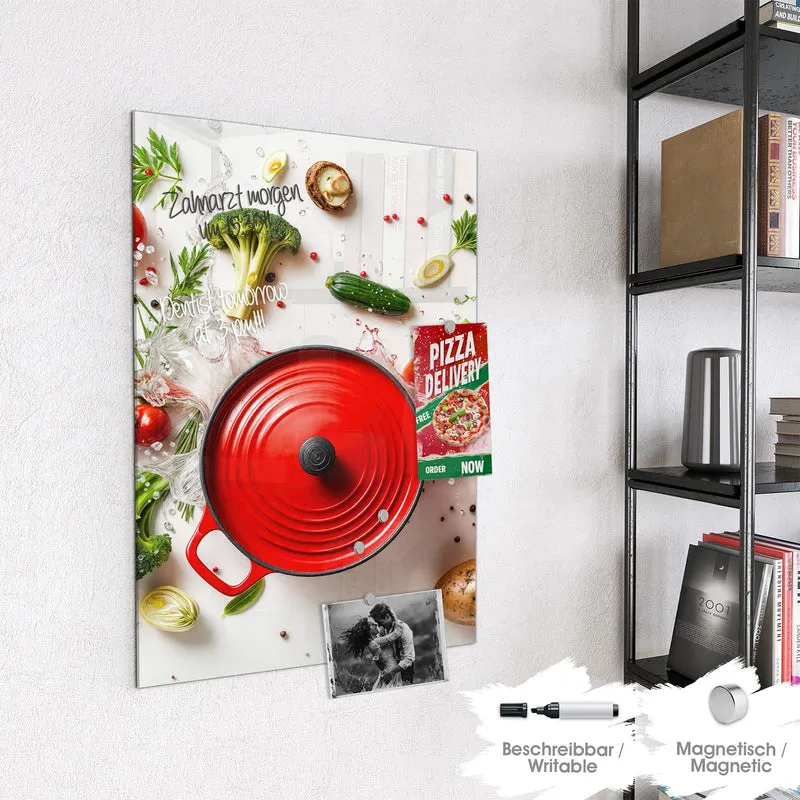 Magnettafel - Roter Topf mit Gemüse