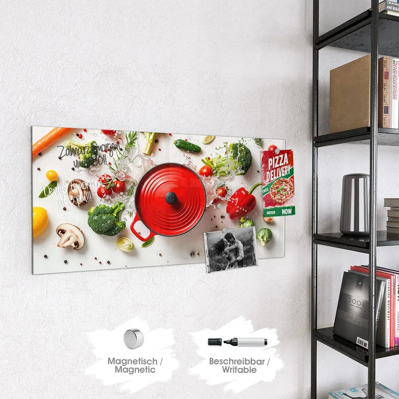 Magnettafel - Roter Topf mit Gemüse