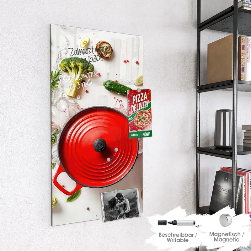 Magnettafel - Roter Topf mit Gemüse