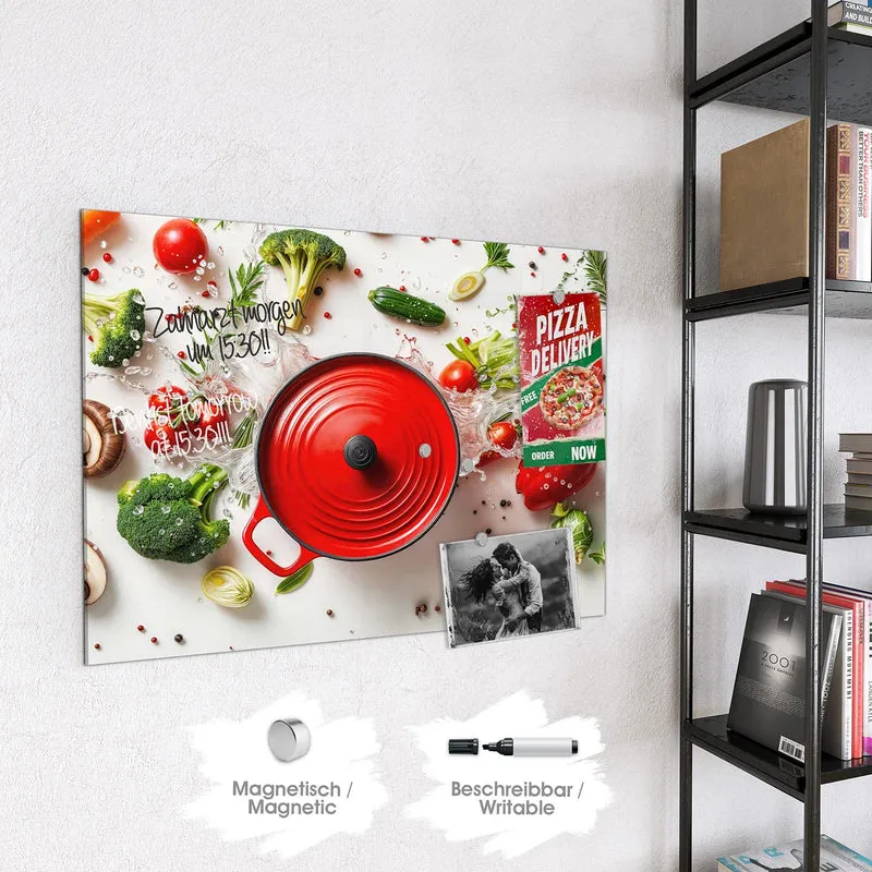 Magnettafel - Roter Topf mit Gemüse
