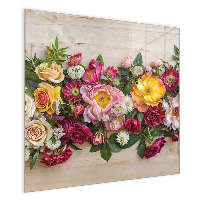 Magnettafel - Blumenband auf Holz