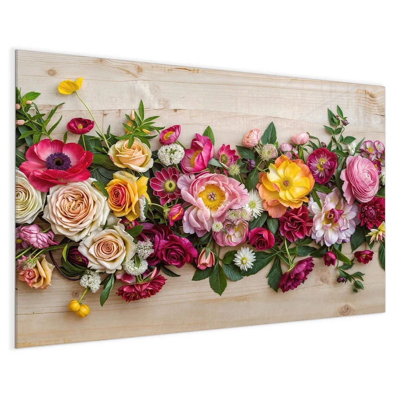 Magnettafel - Blumenband auf Holz