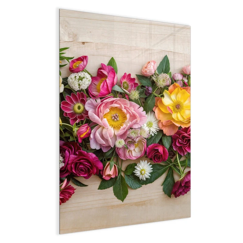 Magnettafel - Blumenband auf Holz