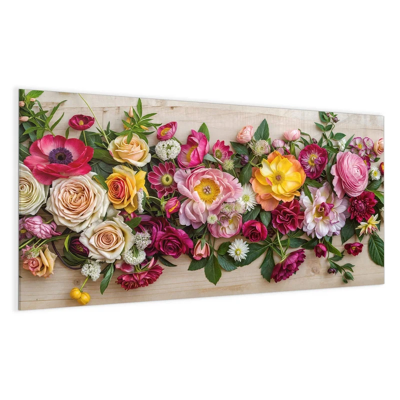 Magnettafel - Blumenband auf Holz