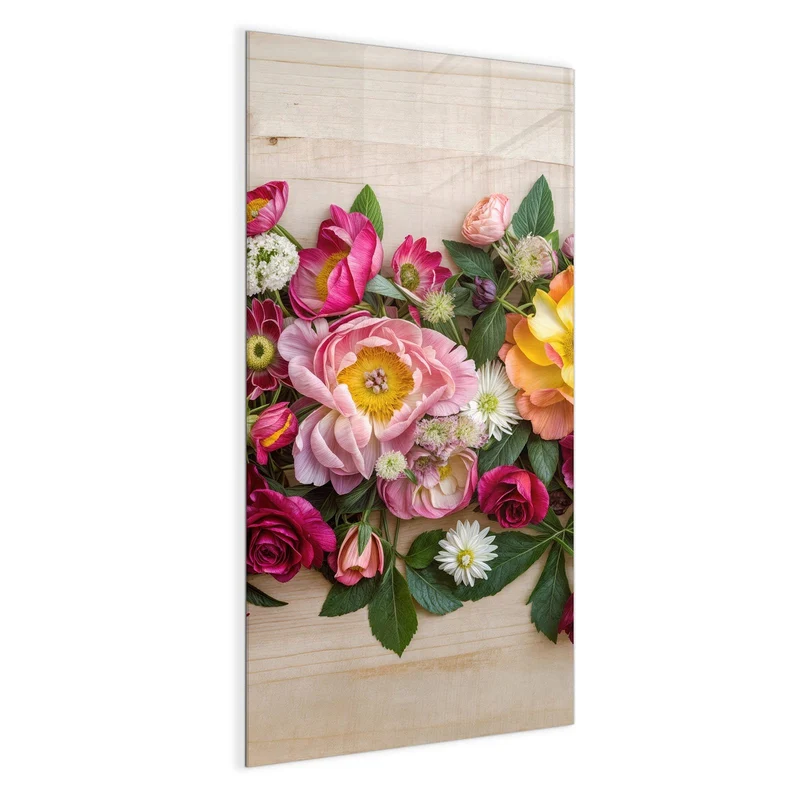 Magnettafel - Blumenband auf Holz