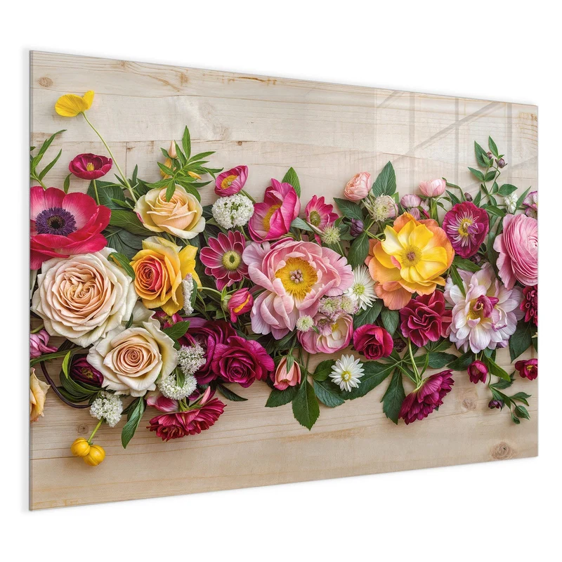 Magnettafel - Blumenband auf Holz