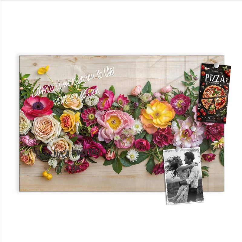 Magnettafel - Blumenband auf Holz