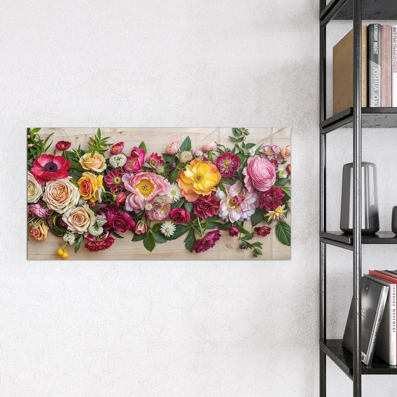 Magnettafel - Blumenband auf Holz