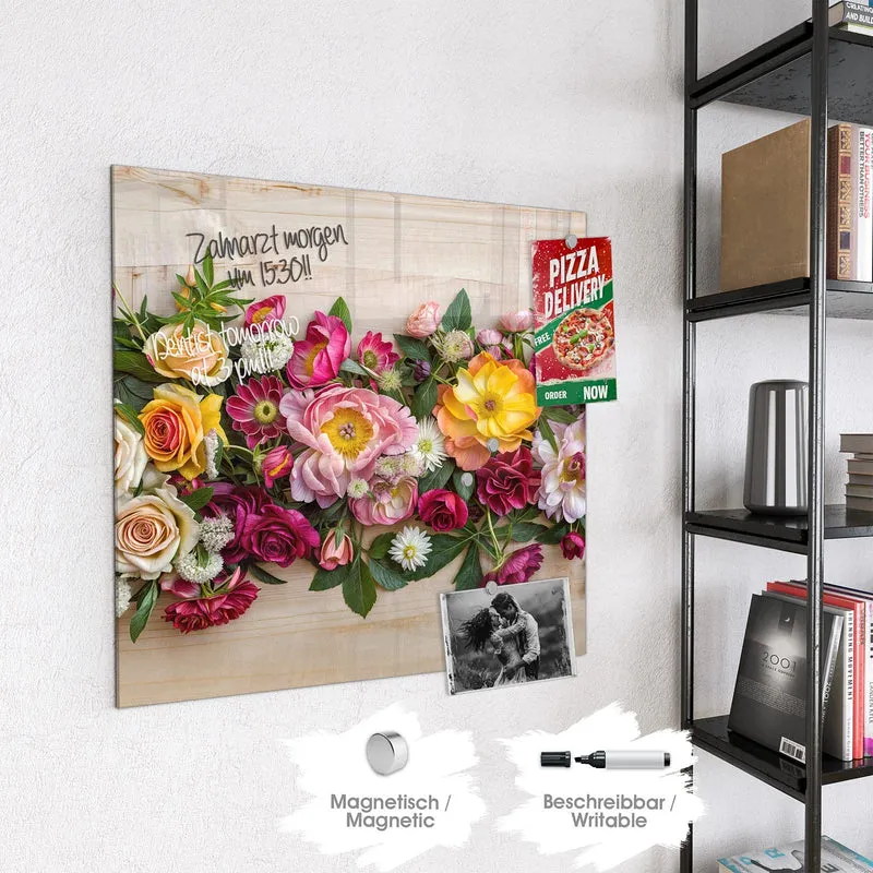 Magnettafel - Blumenband auf Holz