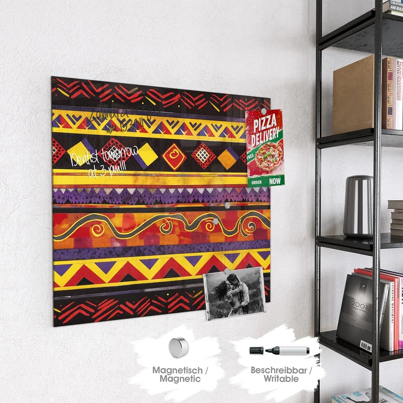 Magnettafel - Ethno Muster in Rot