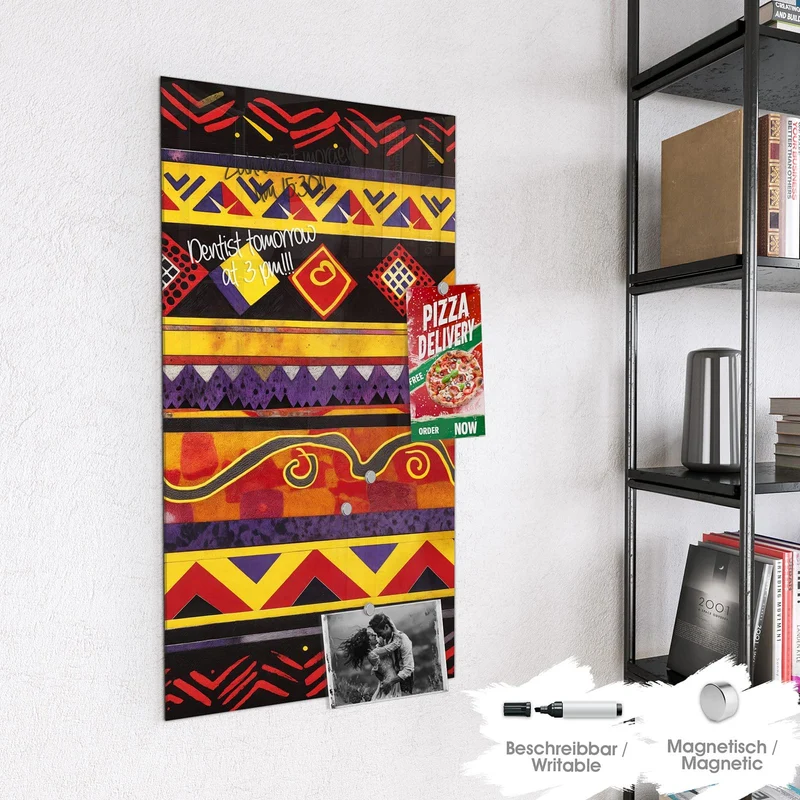 Magnettafel - Ethno Muster in Rot