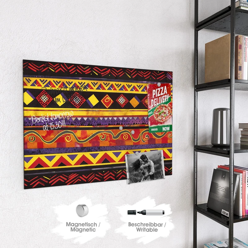 Magnettafel - Ethno Muster in Rot