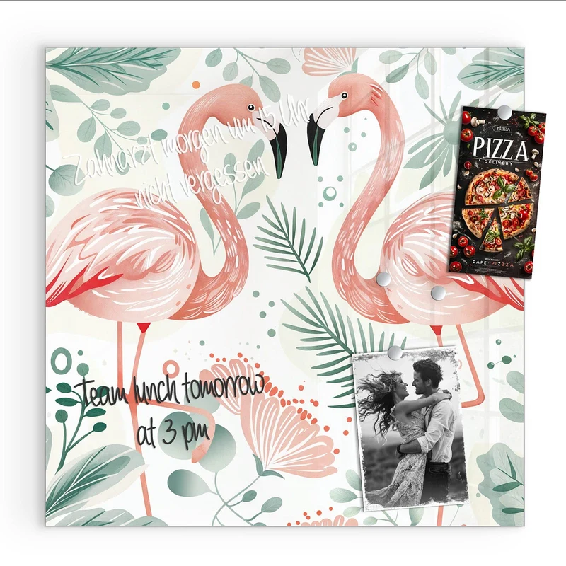 Magnettafel - Flamingos in Pastell