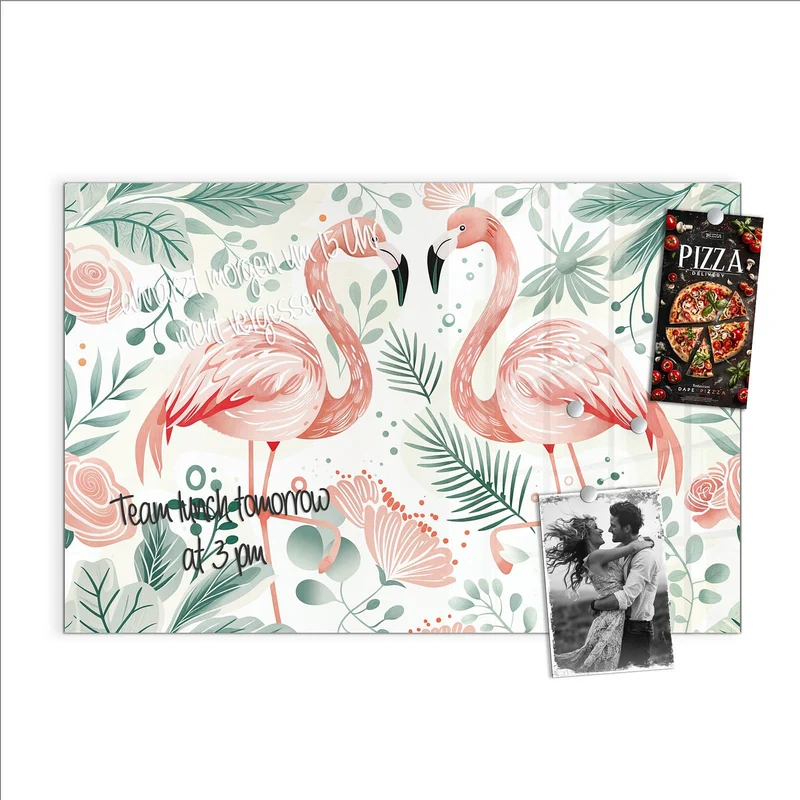 Magnettafel - Flamingos in Pastell