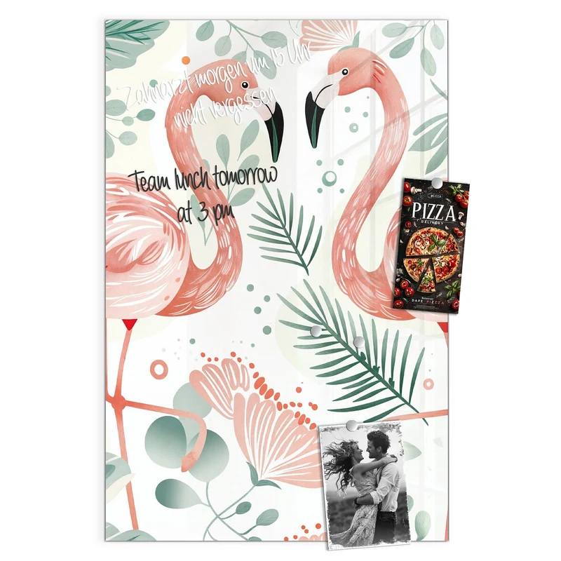Magnettafel - Flamingos in Pastell