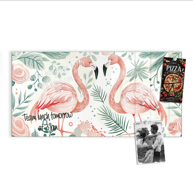 Magnettafel - Flamingos in Pastell