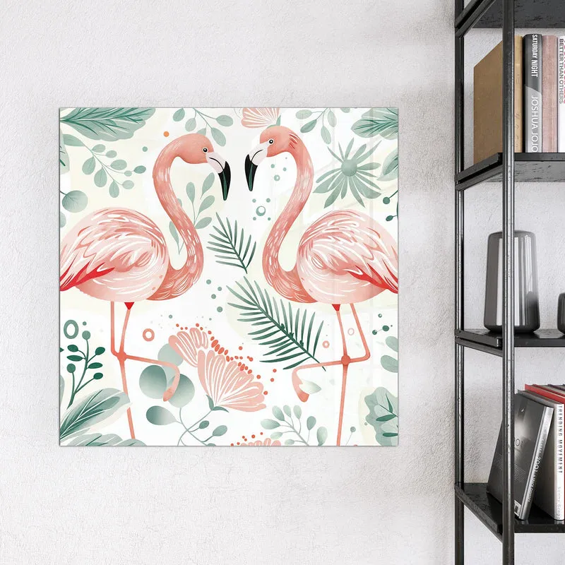 Magnettafel - Flamingos in Pastell